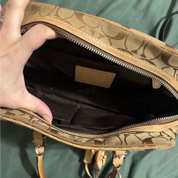 Coach Signature Canvas Satchel and Wristlet Set in Tan and Black Vintage Bundle! - Picture 7 of 8